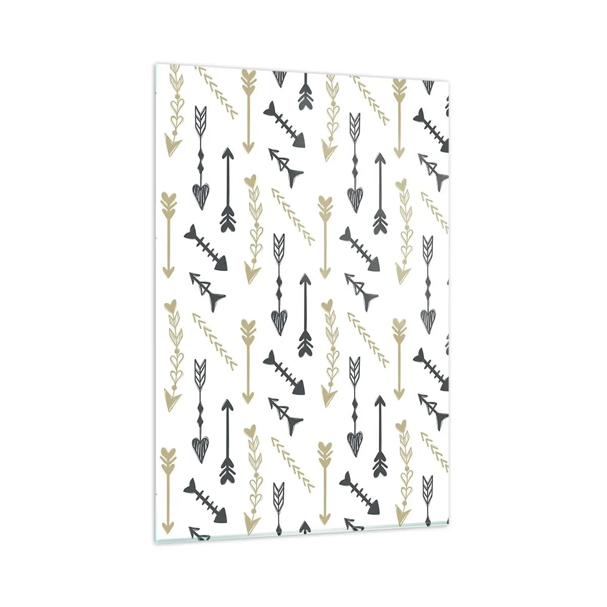 Cuadro sobre vidrio - Impresiones sobre Vidrio - Un patrón minimalista con flechas en colores beige y gris. - 80x120cm - El sueño de un arquero - Decoración de pared moderna para salón y dormitorio ARTTOR