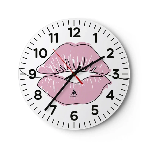 Reloj de pared - Reloj de vidrio - ¿Listo para un beso? - 40x40 cm