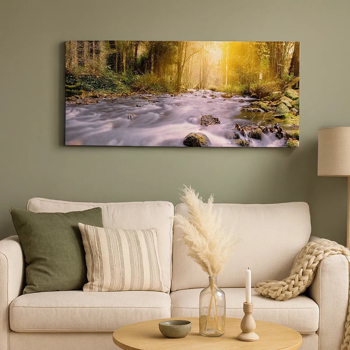 Cuadro sobre lienzo - Impresión de Imagen - Malaquita en un marco de plata y oro - 30x30 cm