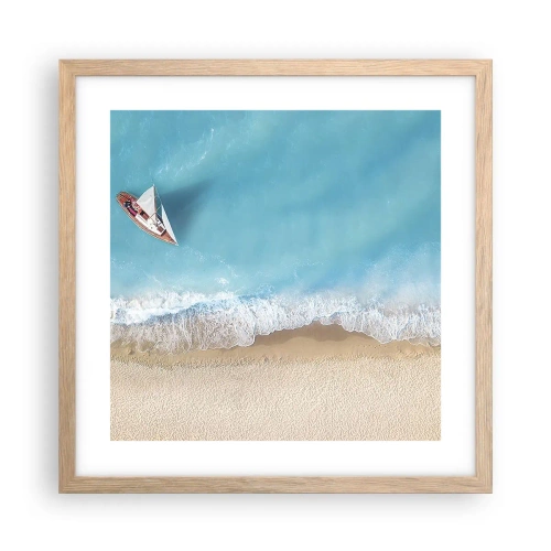 Póster en marco roble claro - Frontera celeste y dorada - 40x40 cm