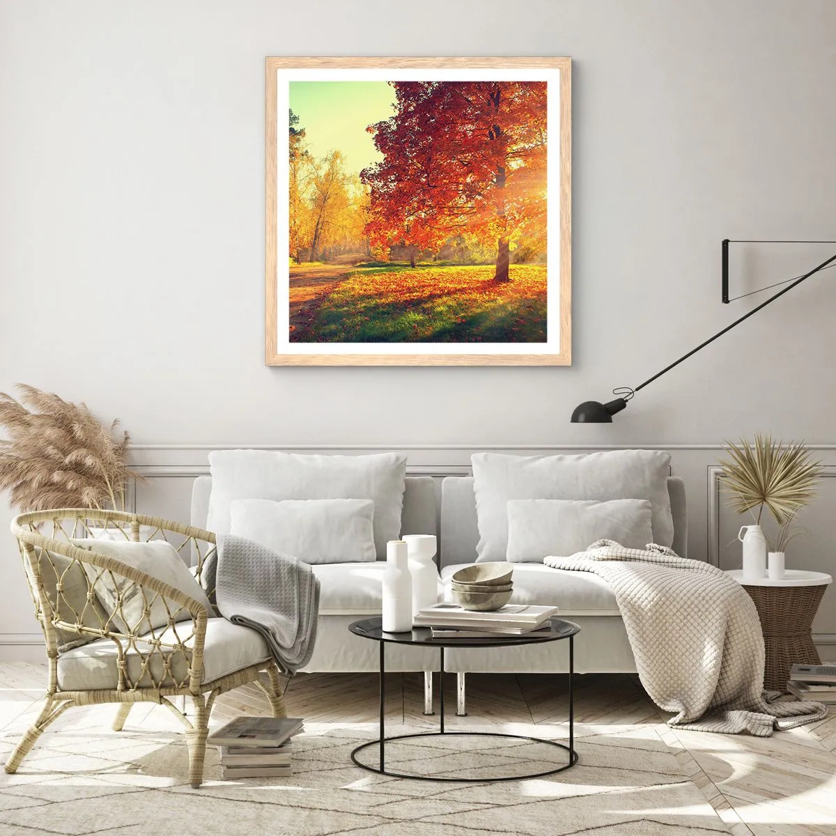 Póster en marco roble claro - El rojo es hermoso - 40x40 cm