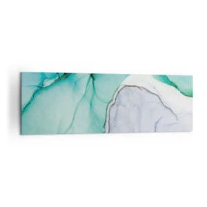 Cuadro sobre lienzo - Impresión de Imagen - Patrón abstracto en tonos turquesa y blanco. - 160x50cm - Estudio en turquesa - Decoración de pared moderna para salón y dormitorio ARTTOR