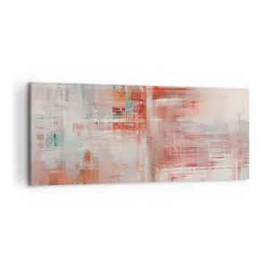 Cuadro sobre lienzo - Impresión de Imagen - Una composición abstracta con tonos rojos y colores pastel. - 120x50cm - Niebla rosa - Decoración de pared moderna para salón y dormitorio ARTTOR