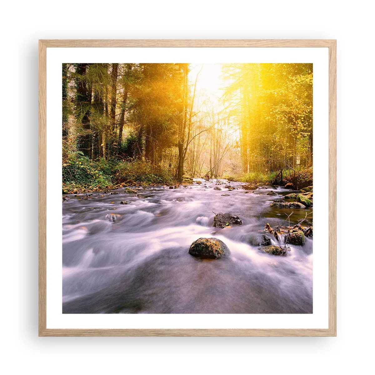 Póster en marco roble claro - Malaquita en un marco de plata y oro - 60x60 cm