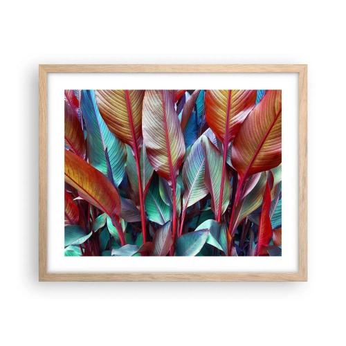 Póster en marco roble claro - Un matorral de colores - 50x40 cm