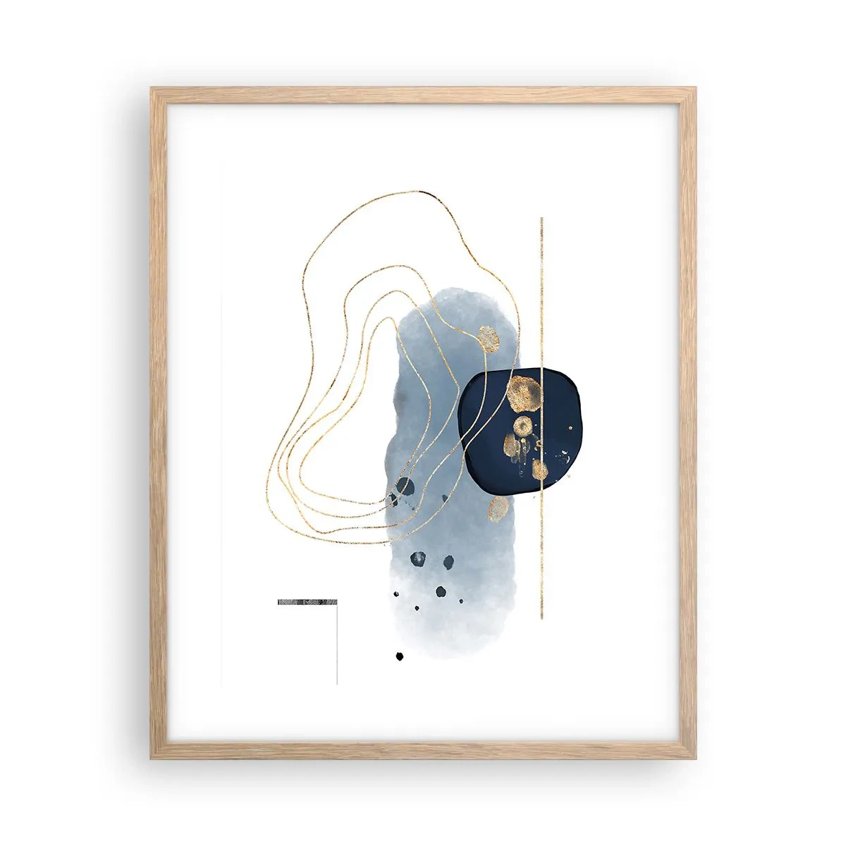 Póster en marco roble claro - Fantasía azul y oro - 40x50 cm
