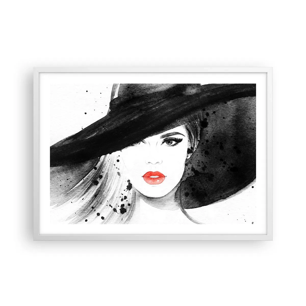 Póster en marco blanco - Dama de negro - 70x50 cm