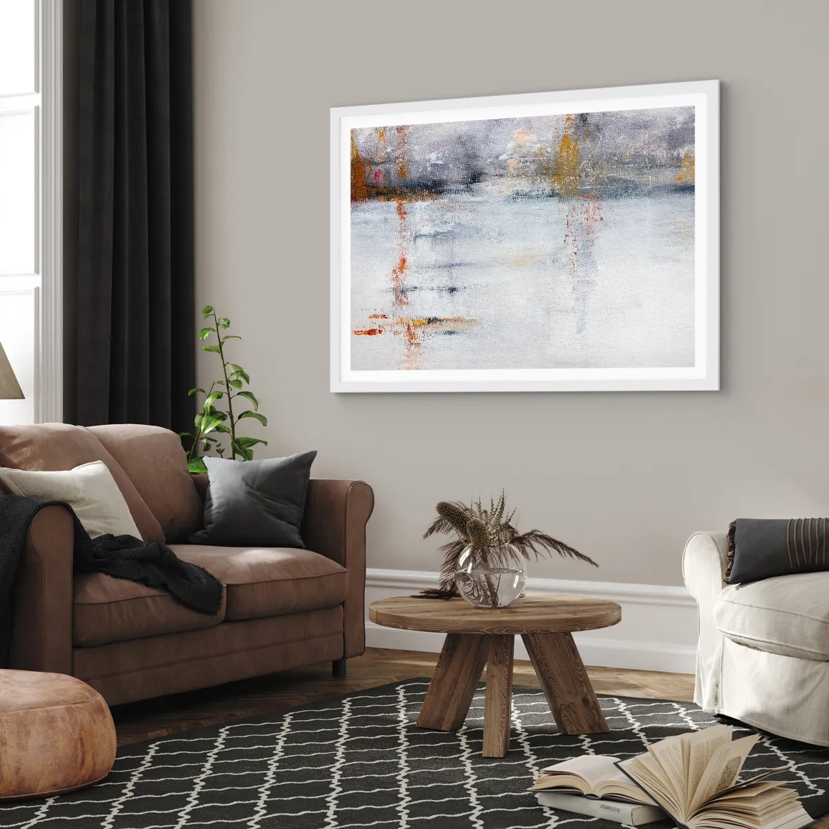 Póster en marco blanco - Tras una cortina de aire - 100x70 cm