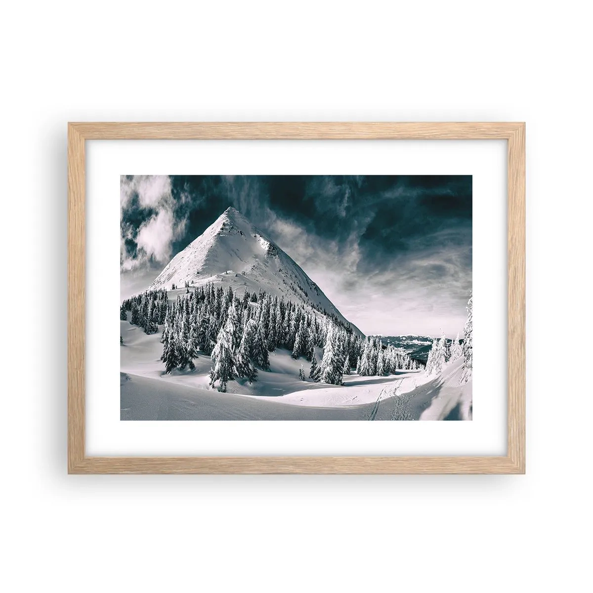 Póster en marco roble claro - Tierra de nieve y hielo - 40x30 cm