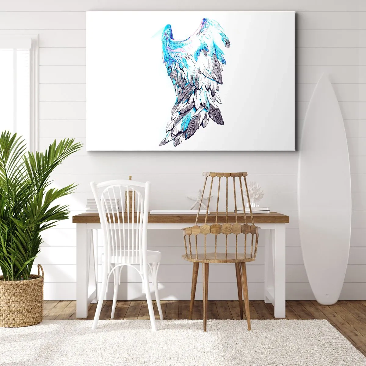 Cuadro sobre lienzo - Impresión de Imagen - Delicadas alas de ángel en tonos pastel. - 70x50cm - Necesito alas - Decoración de pared moderna para salón y dormitorio ARTTOR