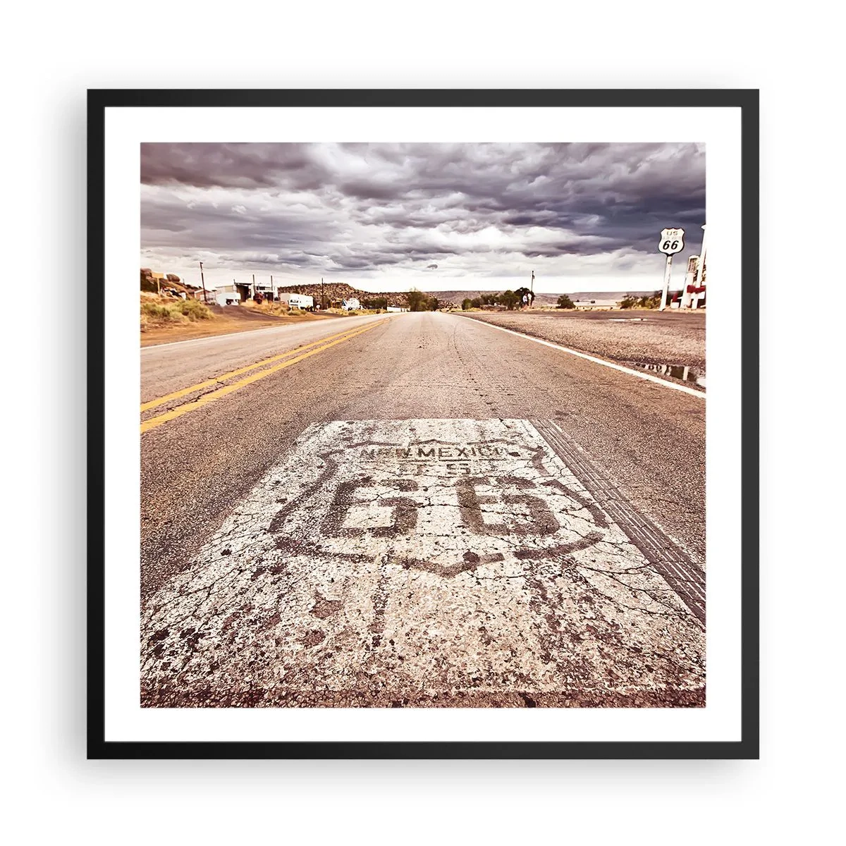Póster en marco negro - Mother Road: una leyenda americana - 60x60 cm