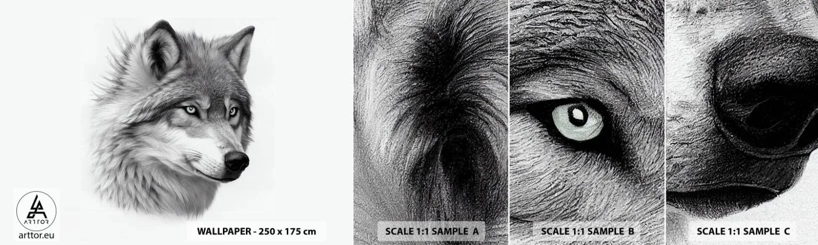 Muestra De Fotomural Standard Eco - Alfa - sin duda - Lobo, Animal, escandinavo - 100x30 cm