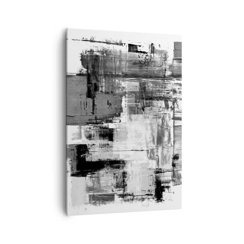 Cuadro sobre lienzo - Impresión de Imagen - Composición abstracta en blanco, negro y gris. - 70x100cm - El gris es hermoso - Decoración de pared moderna para salón y dormitorio ARTTOR