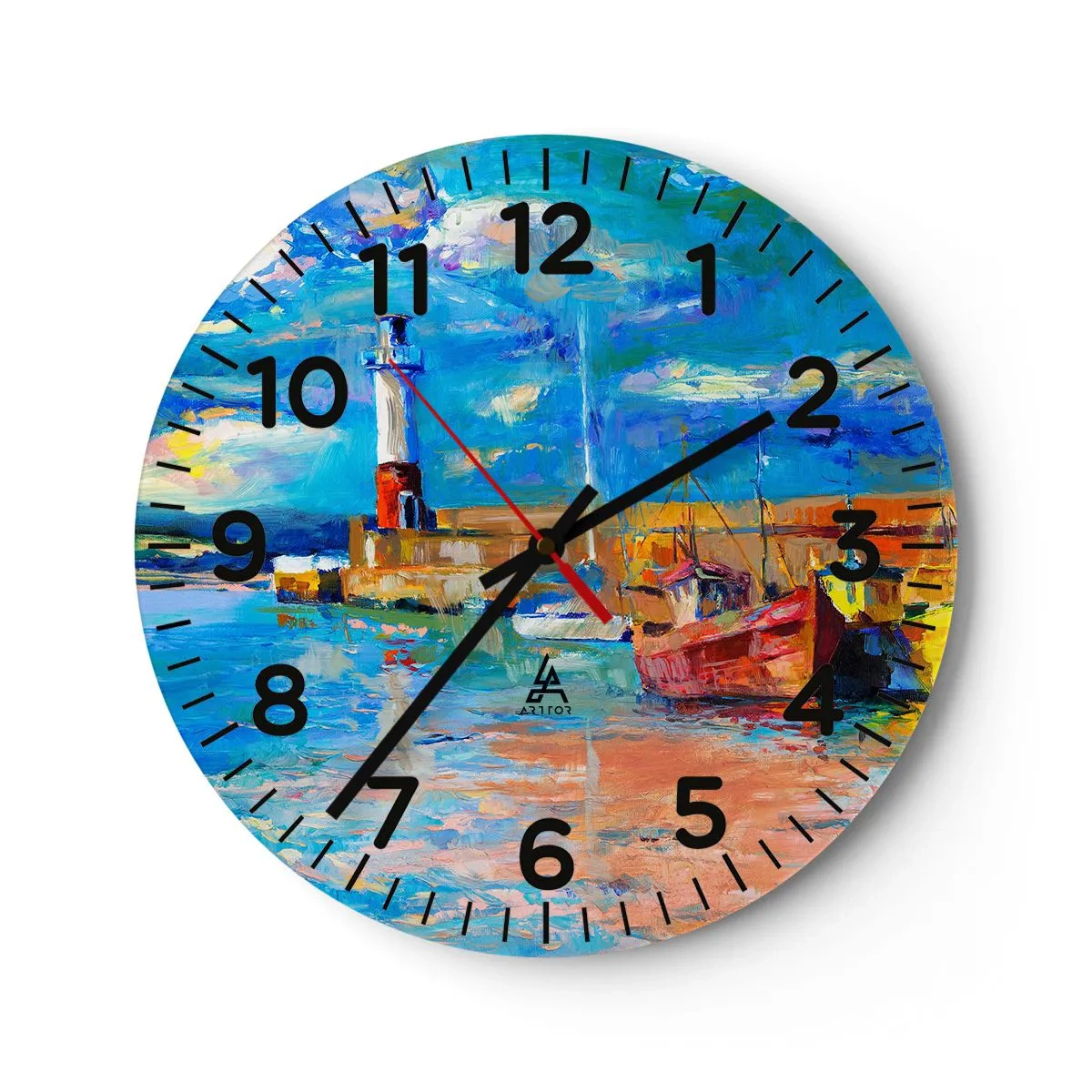Reloj de pared - Reloj de vidrio - Tarde en la bahía del arco iris - 40x40 cm