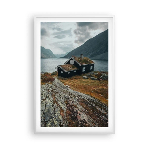 Póster en marco blanco - Verano en los fiordos - 61x91 cm