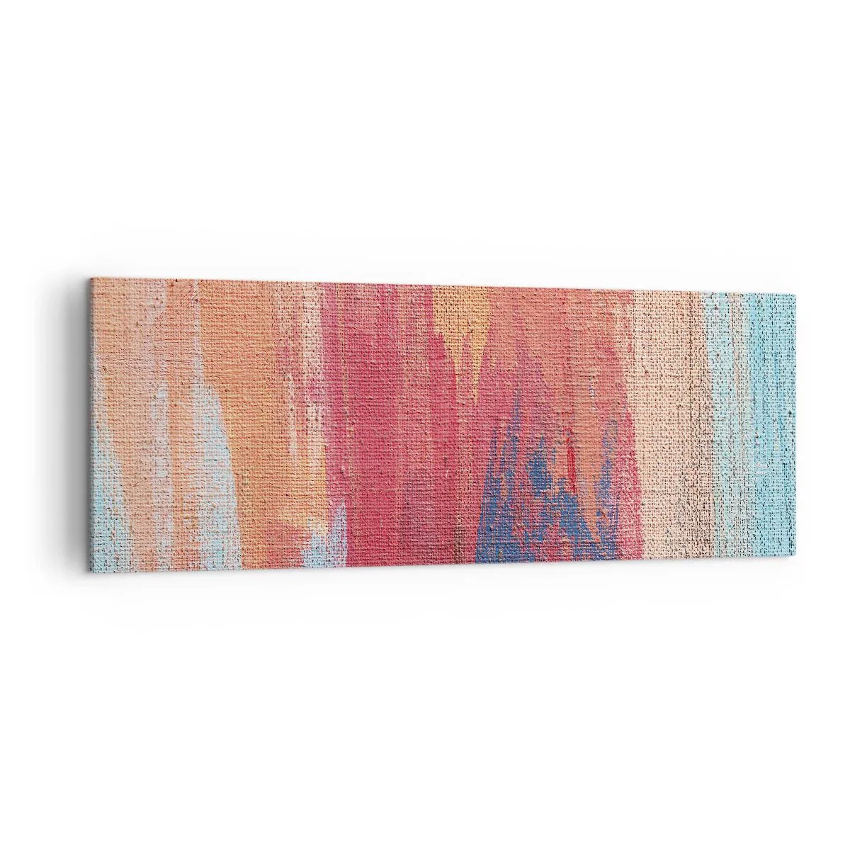 Cuadro sobre lienzo - Impresión de Imagen - Pinceladas abstractas coloridas - 140x50cm - Trazos de arco iris - Decoración de pared moderna para salón y dormitorio ARTTOR