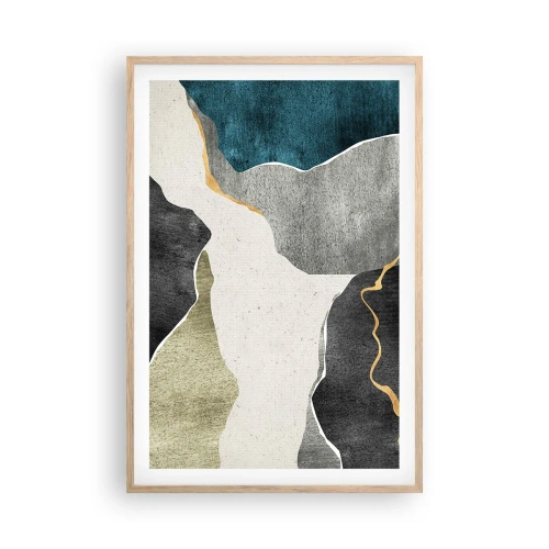 Póster en marco roble claro - Composición en mosaico con una hebra de oro - 61x91 cm