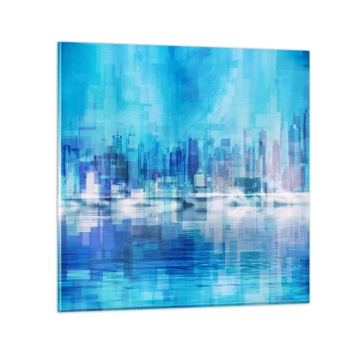 Cuadro sobre vidrio - Impresiones sobre Vidrio - La urbe azul - 70x70 cm