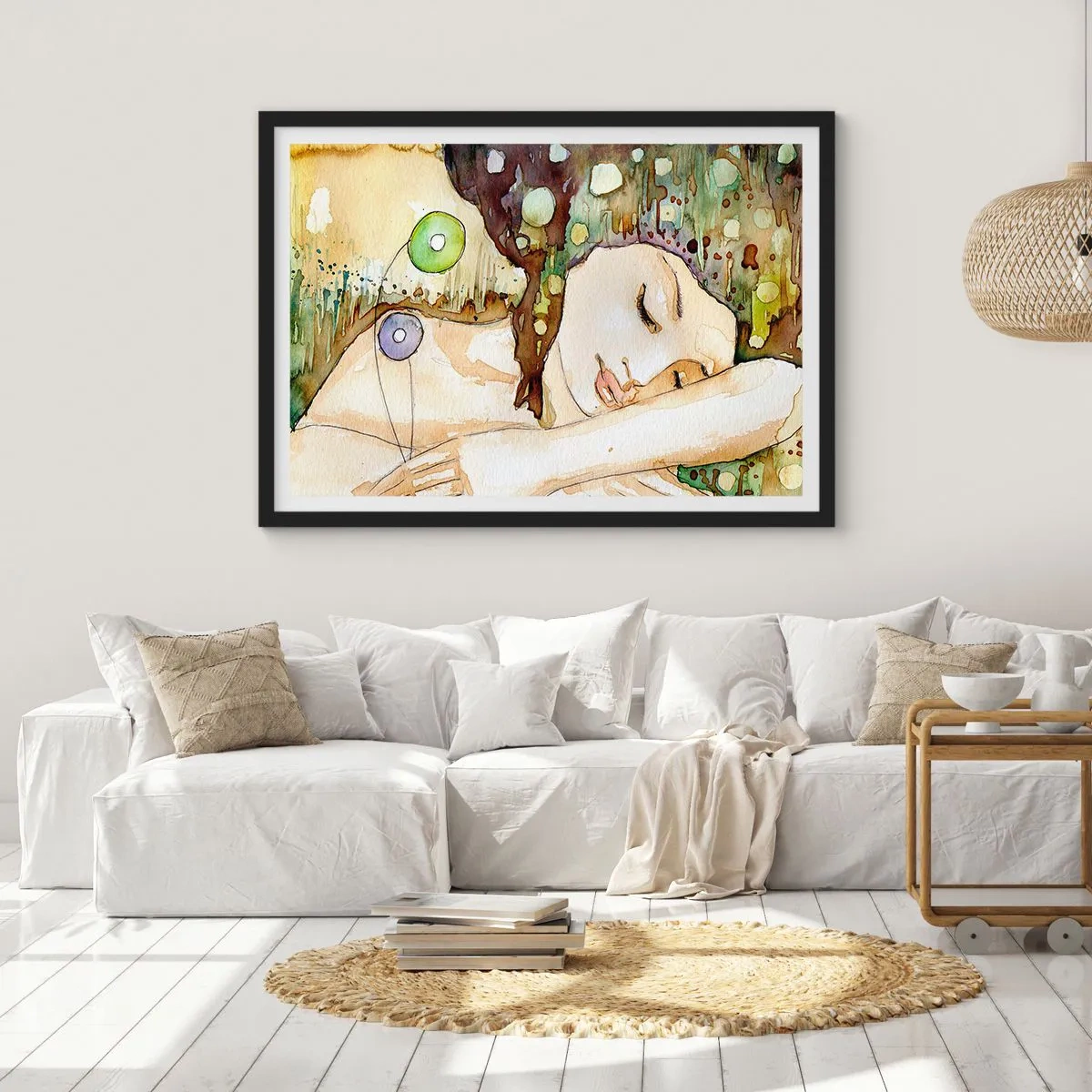 Póster en marco negro - Sueño esmeralda y violeta - 91x61 cm