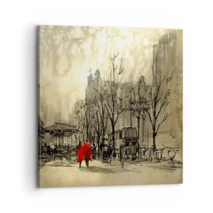 Cuadro sobre lienzo - Impresión de Imagen - Cita en la niebla de Londres  - 70x70 cm