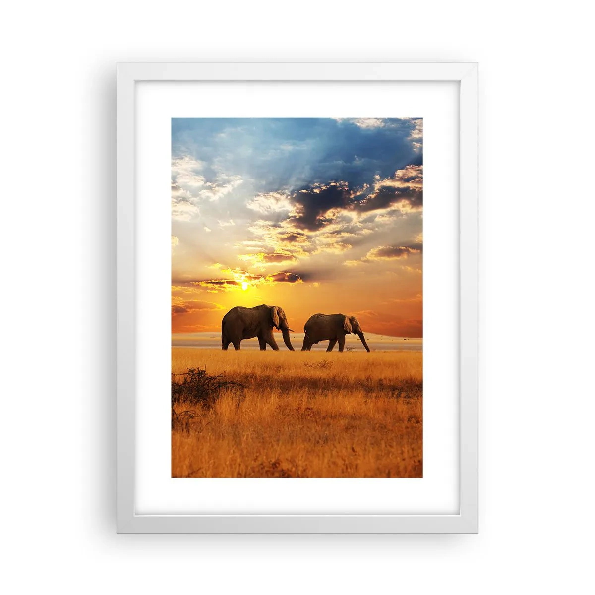 Póster en marco blanco - Un paseo en familia - 30x40 cm