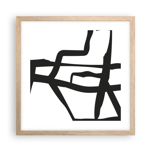 Póster en marco roble claro - Construcción en blanco y negro - 40x40 cm