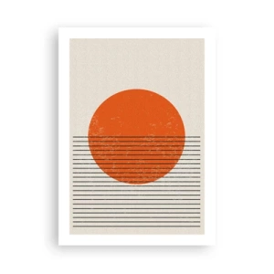 Póster - Una puesta de sol minimalista en forma geométrica. - 50x70cm - Siempre el sol - Decoración de pared moderna para salón y dormitorio ARTTOR