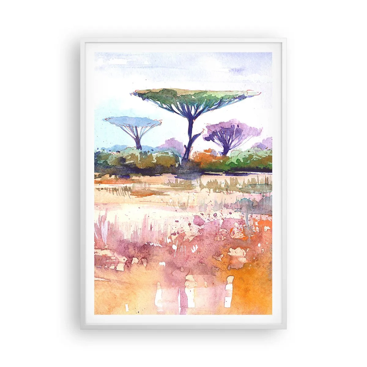 Póster en marco blanco - Colores de la sabana - 70x100 cm
