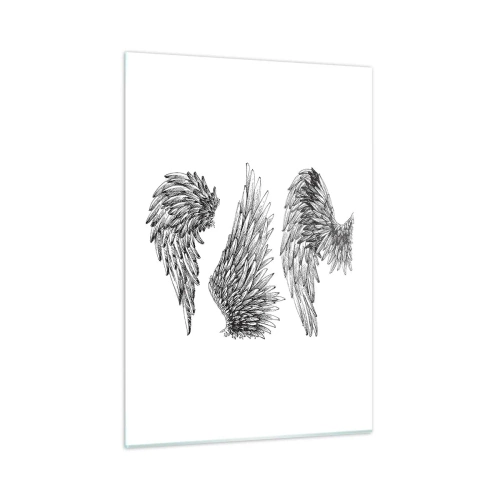 Cuadro sobre vidrio - Impresiones sobre Vidrio - Alas de ángel en gráficos artísticos en blanco y negro. - 50x70cm - Y puedes convertirte en un ángel - Decoración de pared moderna para salón y dormitorio ARTTOR