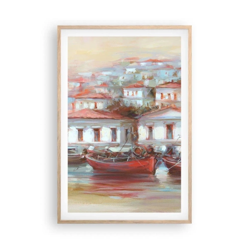 Póster en marco roble claro - Ciudad feliz - 61x91 cm