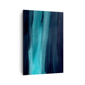 Cuadro sobre lienzo - Impresión de Imagen - Ondas abstractas sutiles en tonos oscuros de azul. - 70x100cm - Nadar con la corriente - Decoración de pared moderna para salón y dormitorio ARTTOR