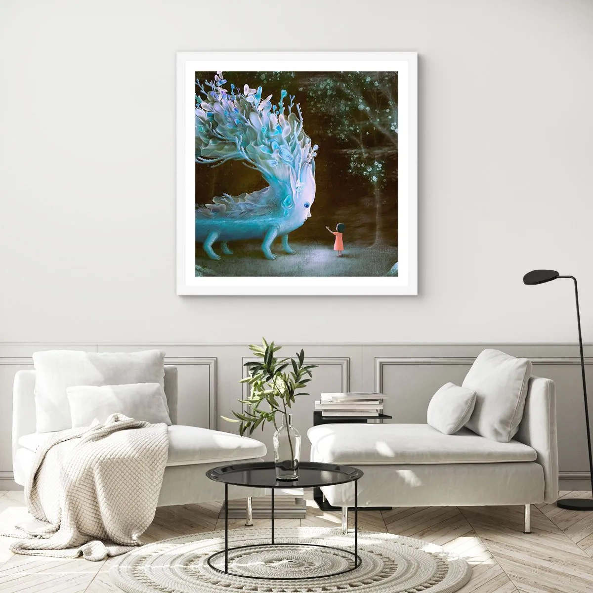 Póster en marco blanco - Una reunión fantástica - 30x30 cm