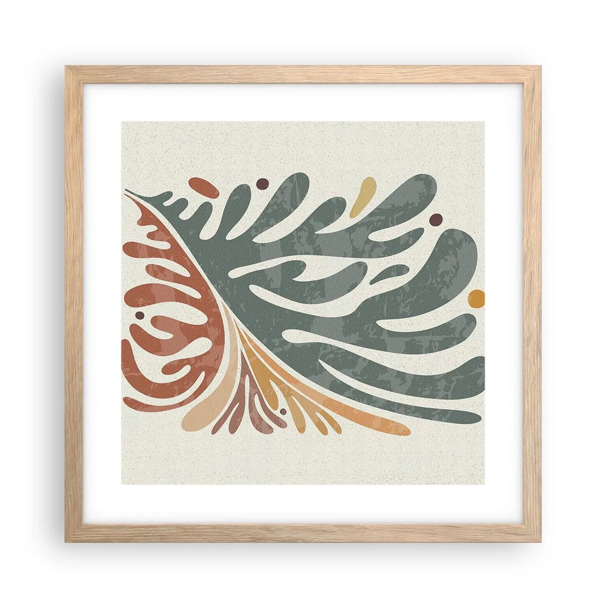 Póster en marco roble claro - Hoja multicolor - 40x40 cm