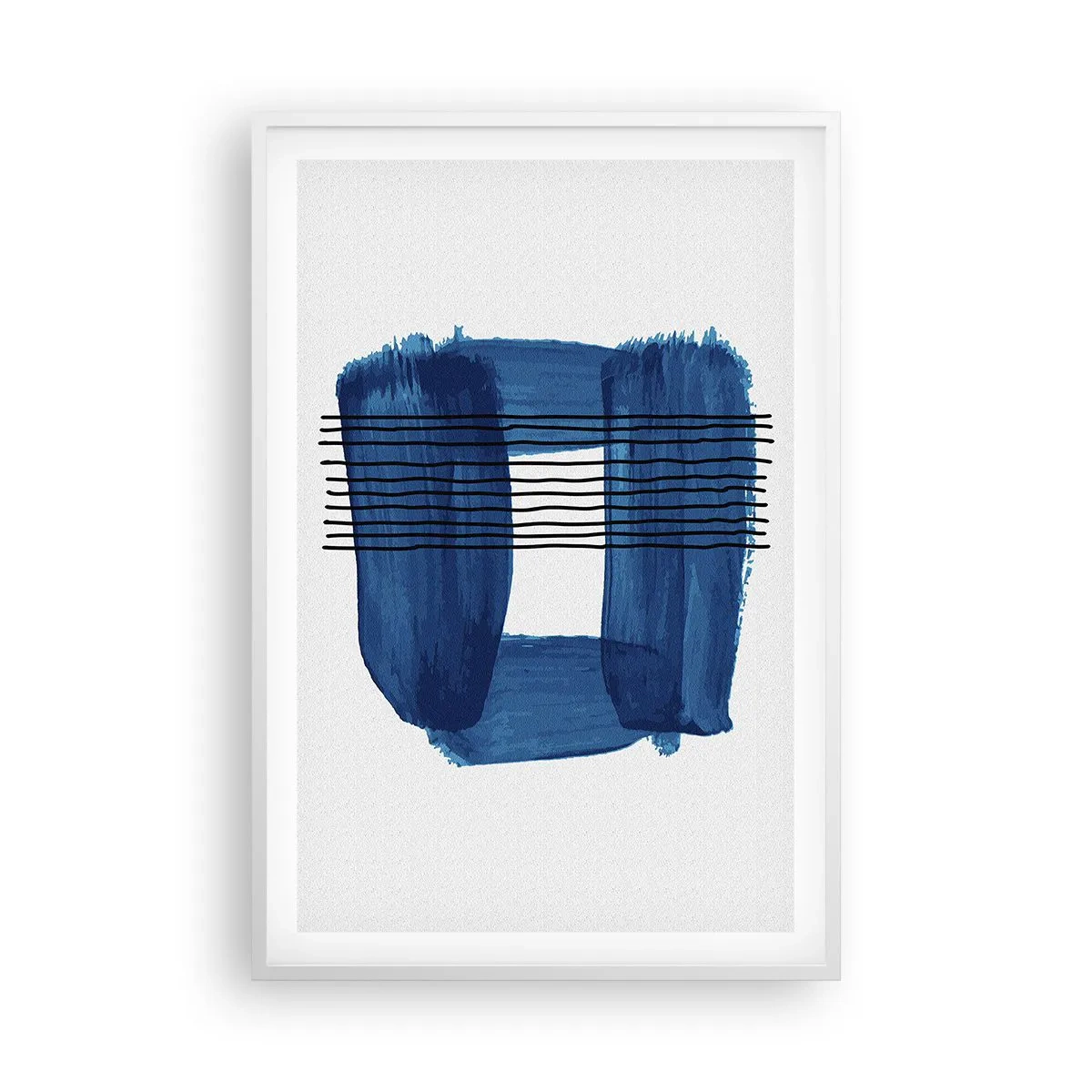 Póster en marco blanco - Composición azul y negra - 61x91 cm
