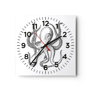 Reloj de pared - Reloj de vidrio - Bailando con olas - 40x40 cm