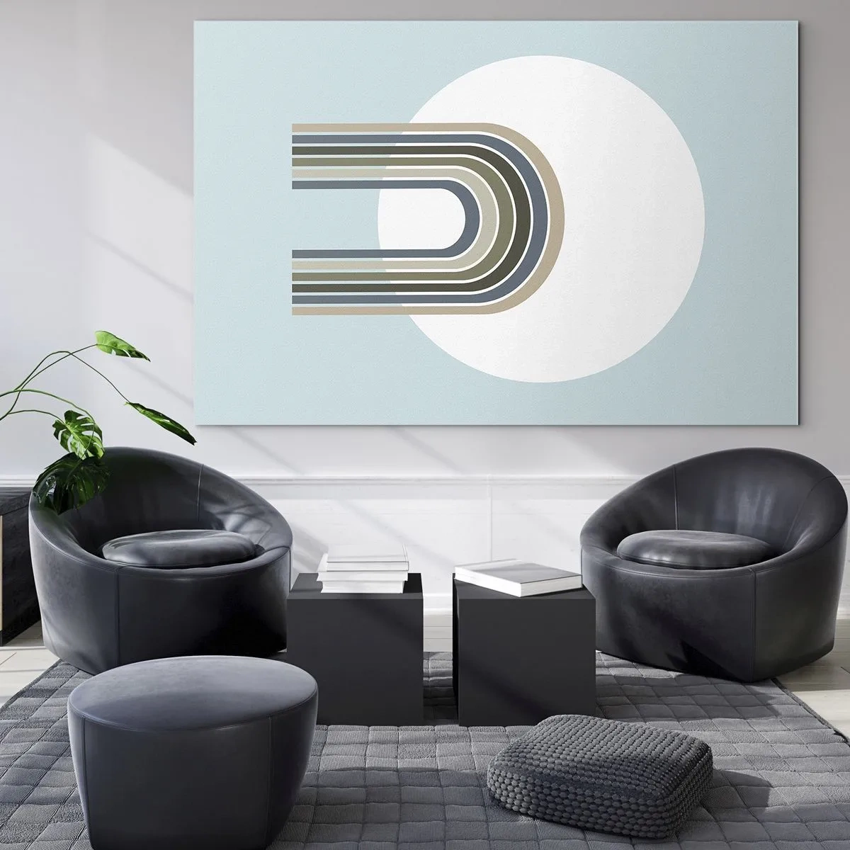 Cuadro sobre vidrio - Impresiones sobre Vidrio - Una composición abstracta con arcos en delicados tonos azules y verdes. - 120x80cm - Una atracción irresistible - Decoración de pared moderna para salón y dormitorio ARTTOR