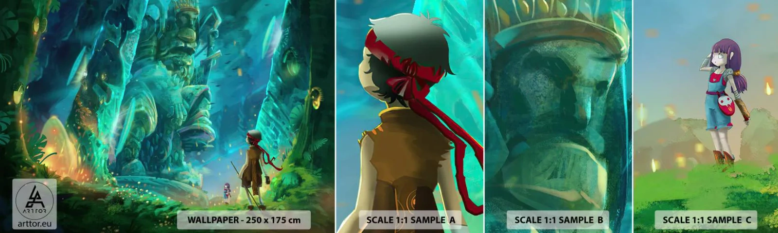 Muestra de fotomural autoadhesivo Deluxe Sticker - Del gran libro de los cuentos de hadas - Fantasía, Cuento de hadas para niños, Cuento de hadas - 100x30 cm