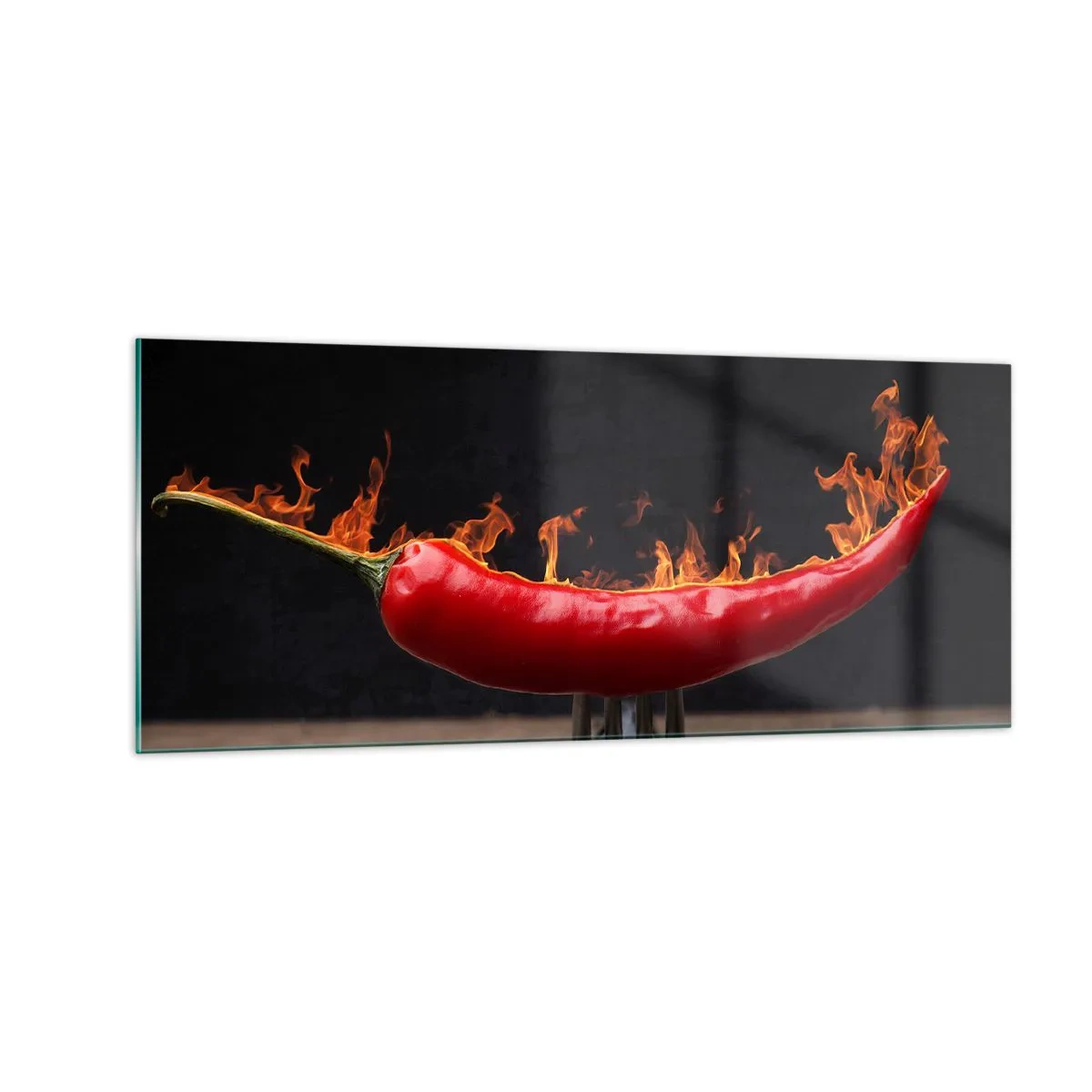 Cuadro sobre vidrio - Impresiones sobre Vidrio - Un aperitivo ardiente - 100x40 cm