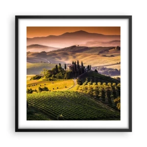 Póster en marco negro - Paisaje toscano - 50x50 cm
