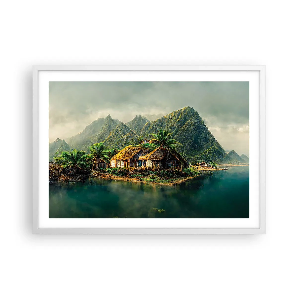 Póster en marco blanco - Paraíso tropical - 70x50 cm