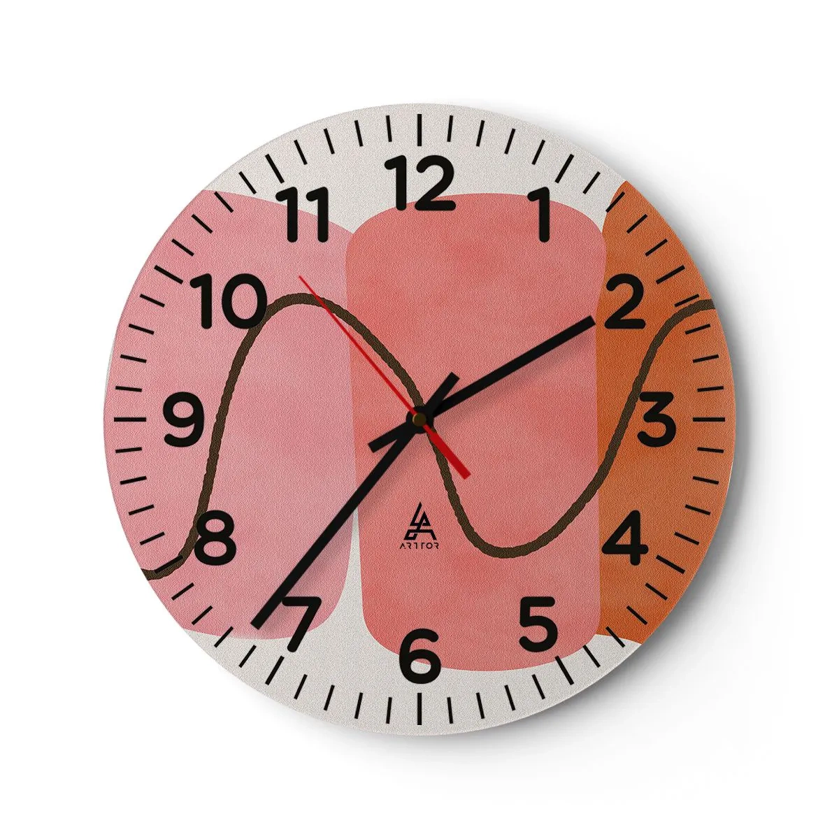 Reloj de pared - Reloj de vidrio - Suave movimiento de formas - 30x30 cm
