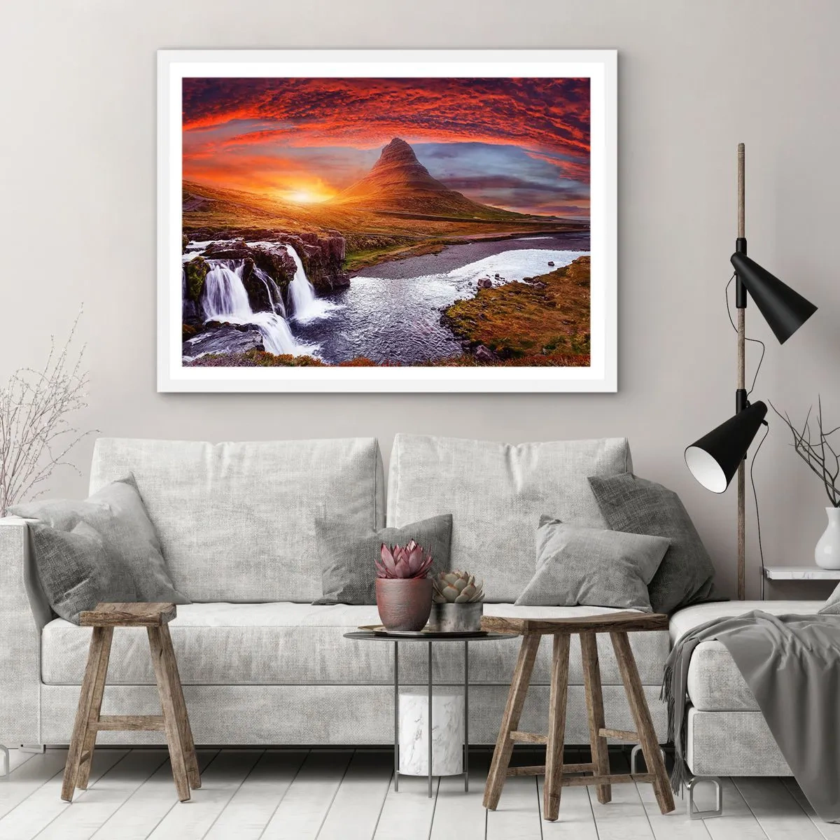 Póster en marco blanco - Una vista de la Tierra Media - 50x40 cm
