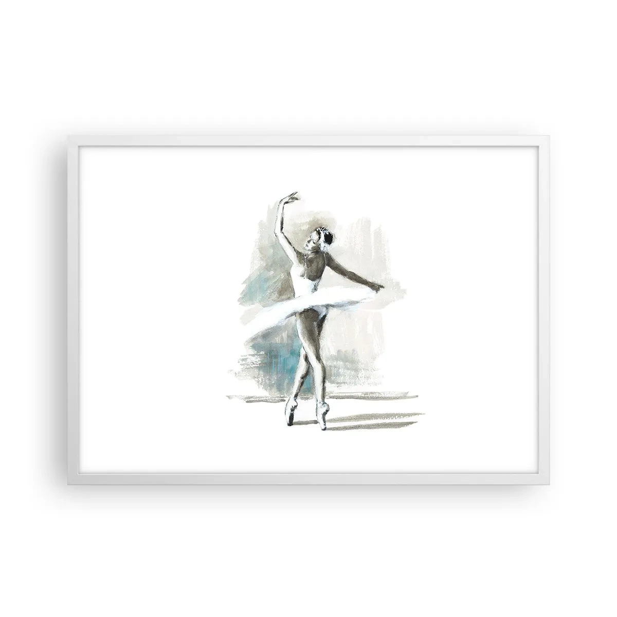 Póster en marco blanco - Encantada por un cisne - 70x50 cm