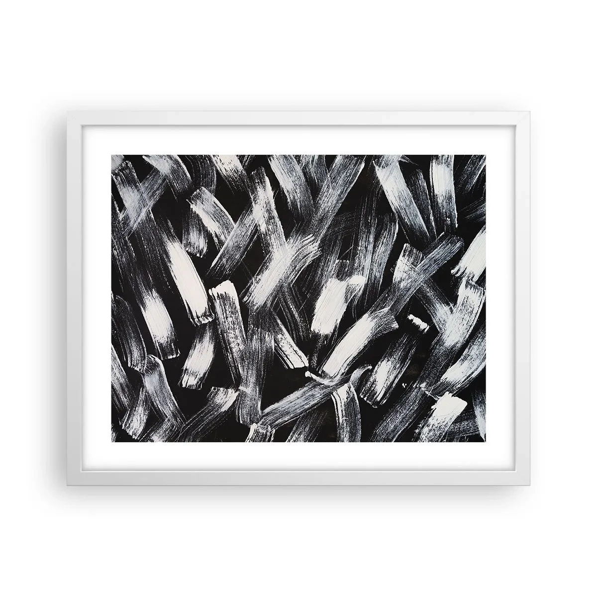 Póster en marco blanco - Abstracción en el espíritu industrial - 50x40 cm