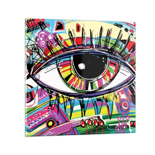 Cuadro sobre vidrio - Impresiones sobre Vidrio - Un ojo colorido - un alma colorida - 40x40 cm