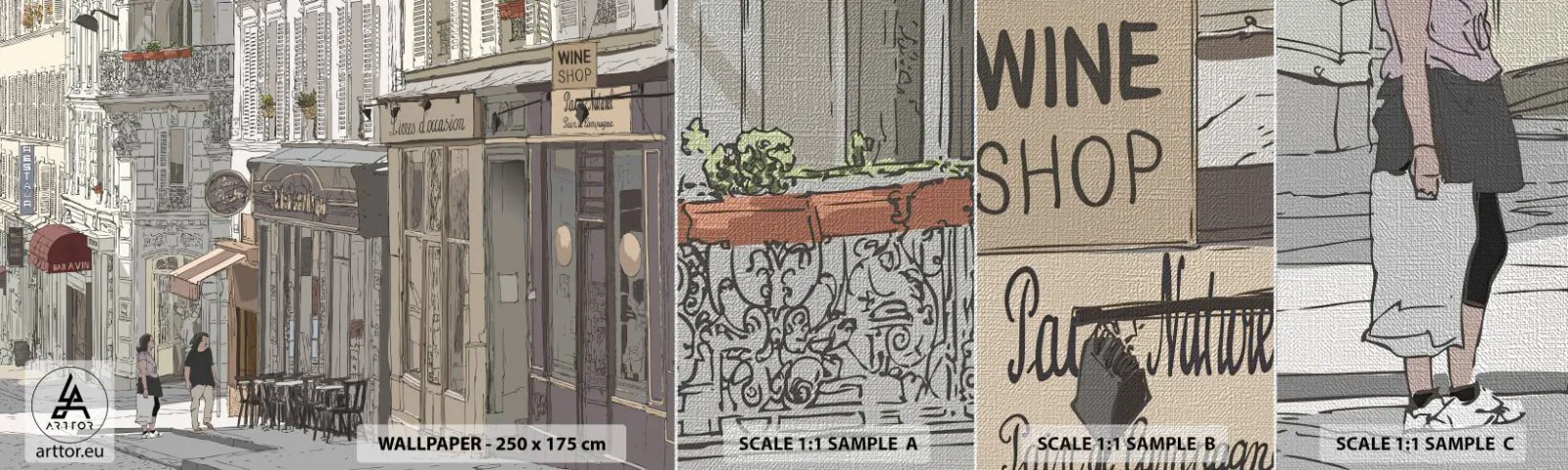 Muestra de fotomural Premium Canvas - Alegrías urbanas - Arquitectura, Ciudad, París - 100x30 cm