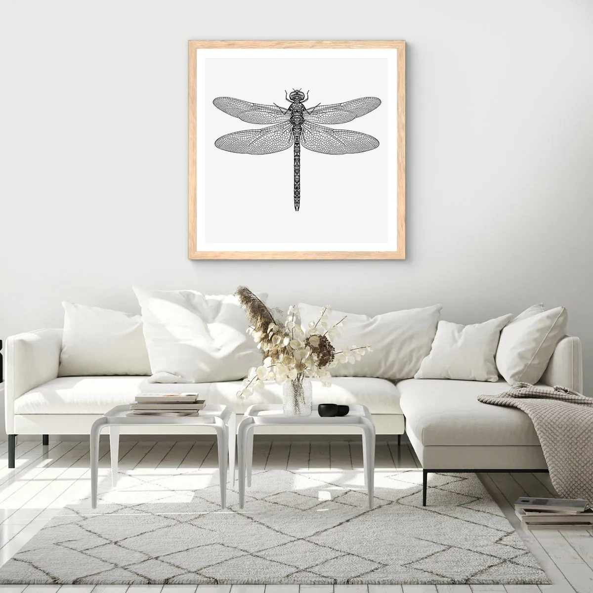 Póster en marco roble claro - Precisión de la naturaleza - 40x40 cm