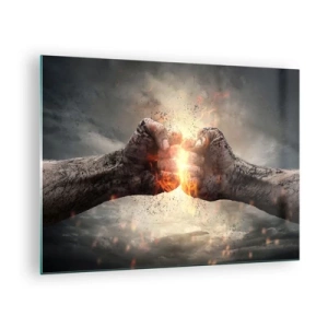 Cuadro sobre vidrio - Impresiones sobre Vidrio - Enfréntate a la lucha - 70x50cm - La lucha comienza - Decoración de pared moderna para salón y dormitorio ARTTOR