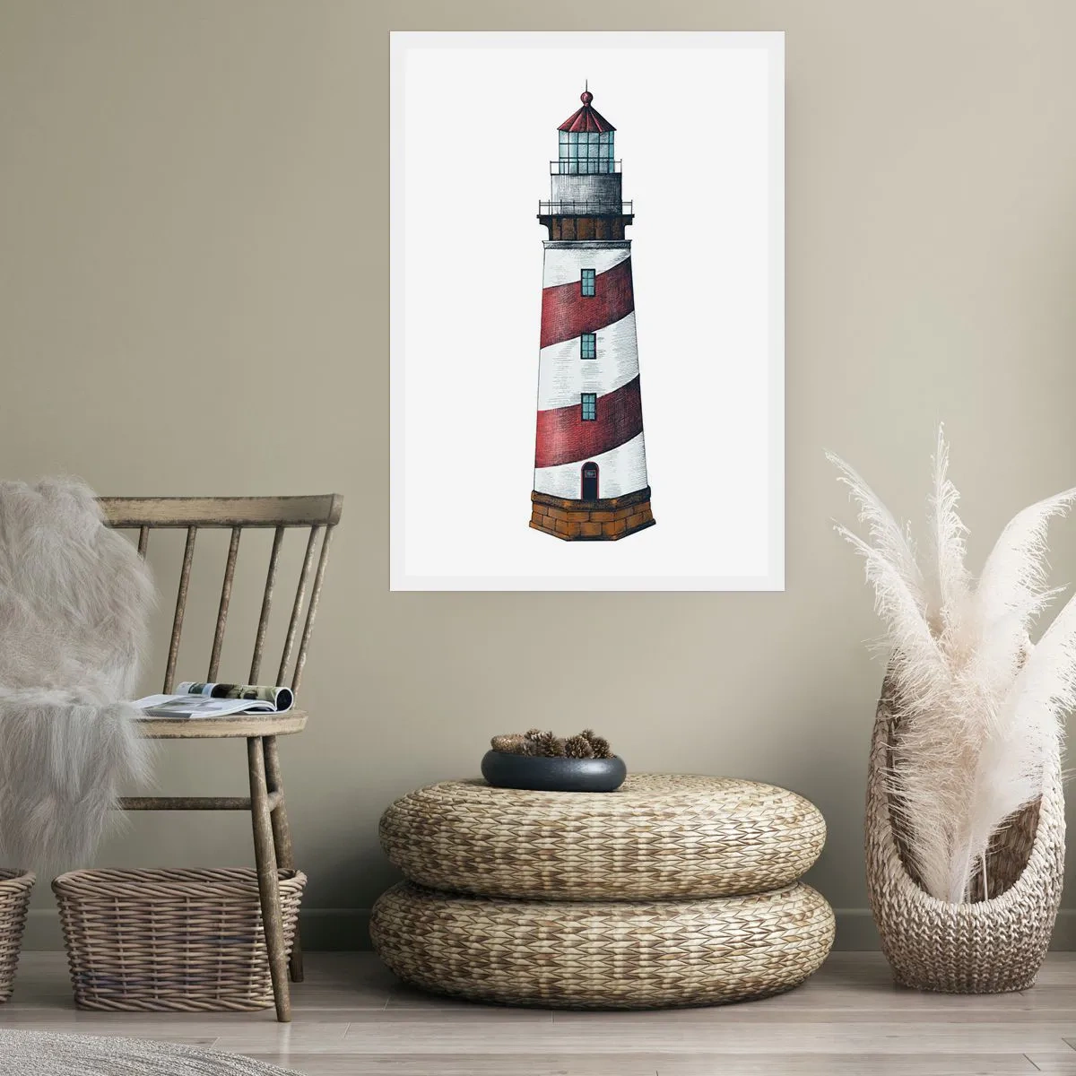 Póster - Ilustración de faro de estilo clásico - 50x70cm - Siempre en guardia - Decoración de pared moderna para salón y dormitorio ARTTOR