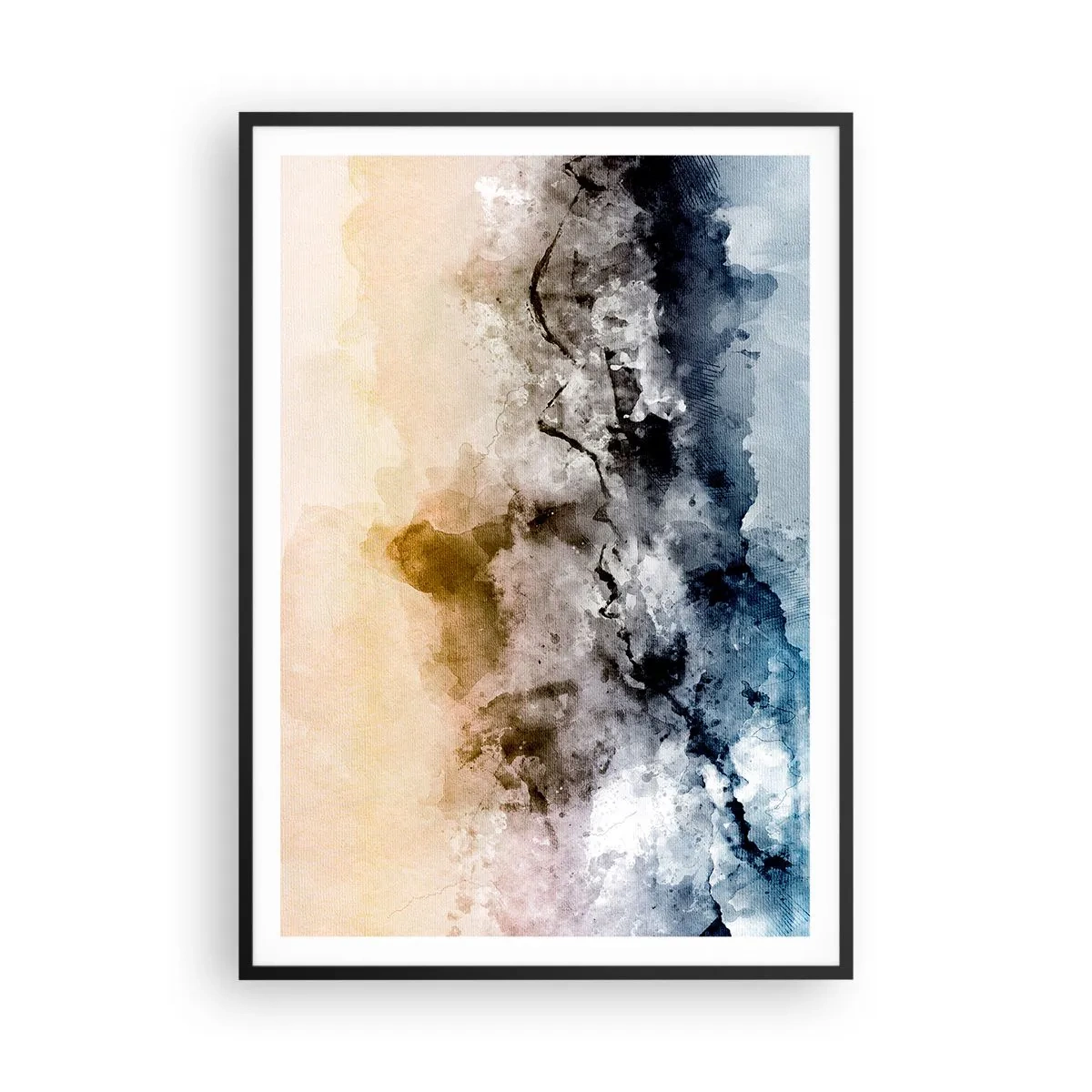 Póster en marco negro - Hundido en una nube de niebla - 70x100 cm